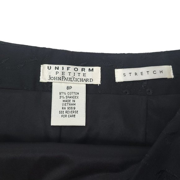 John Paul Richard Uniform Petites Size 8P Straight Skirt Embroidered Floral - Picture 5 of 7